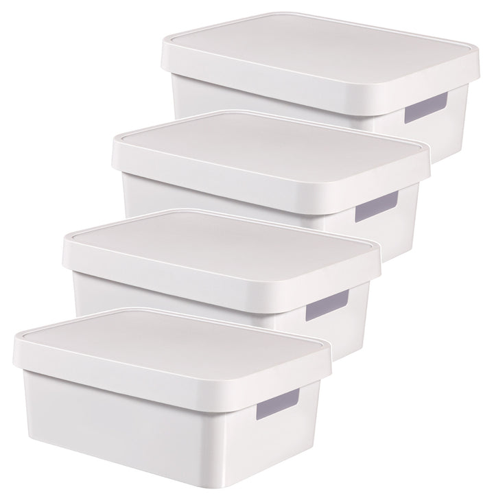Boîte avec couvercle Curver Infinity 11 L, blanche, lot de 4