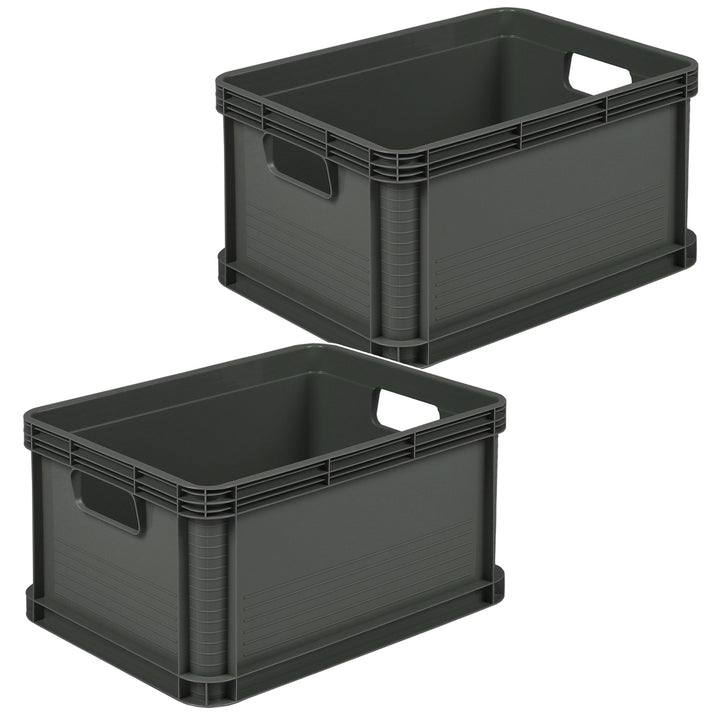 Bac Robert Keeeper, empilable, adapté au contact alimentaire, en plastique robuste et résistant, dimensions 40 x 30 x 22 cm, capacité 20 L, lot de 2 pièces