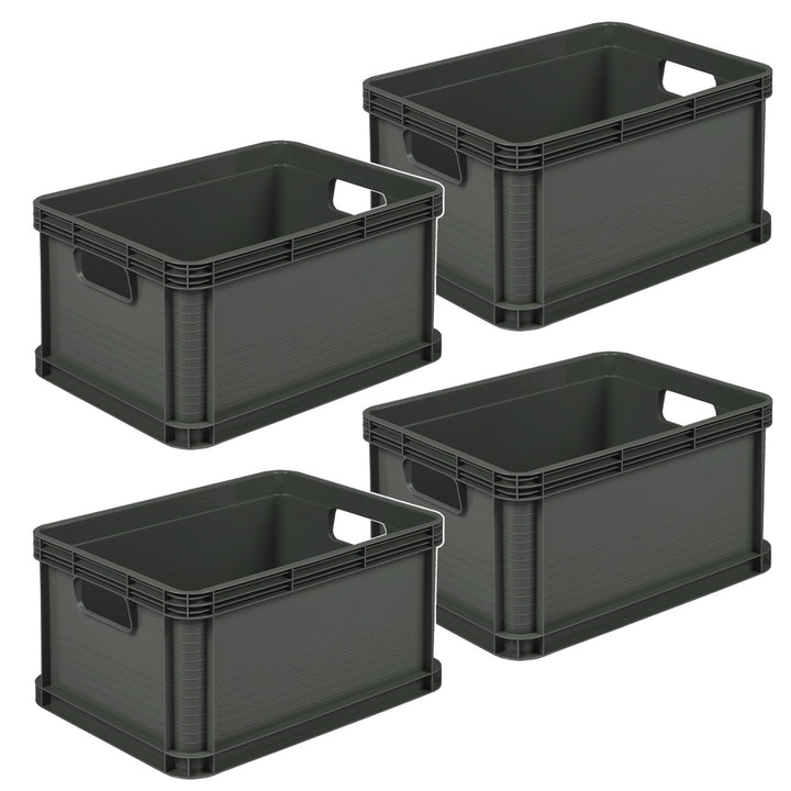Boîte Robert Keeeper, empilable, adaptée au contact alimentaire, en plastique robuste et résistant, dimensions 40 x 30 x 22 cm, capacité 20 L, lot de 4 pièces