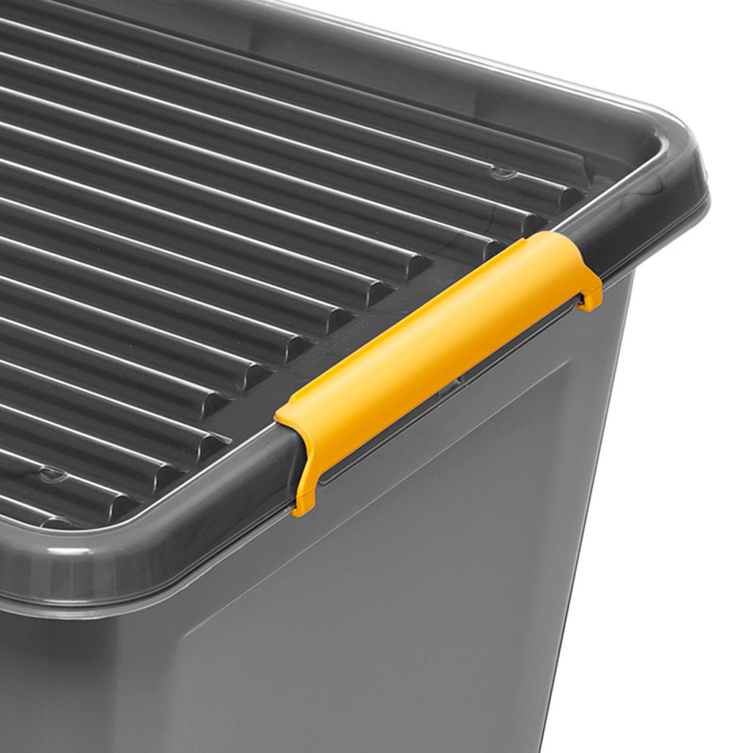 Bac Moxom SolidStore, capacité 80 L, gris, couvercle à clips, équipé de roulettes, sans BPA, 04-0217, 2 pièces