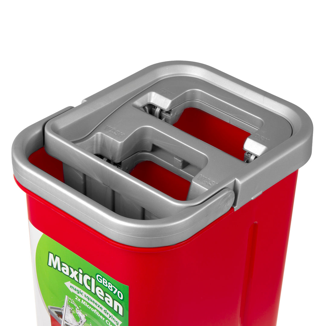 Balai à franges plat avec seau et essoreuse GreenBlue, deux recharges en microfibre HQ, capacité de 5,7 L, MaxiClean GB870 + 4 éponges Vileda Pur Active Colors