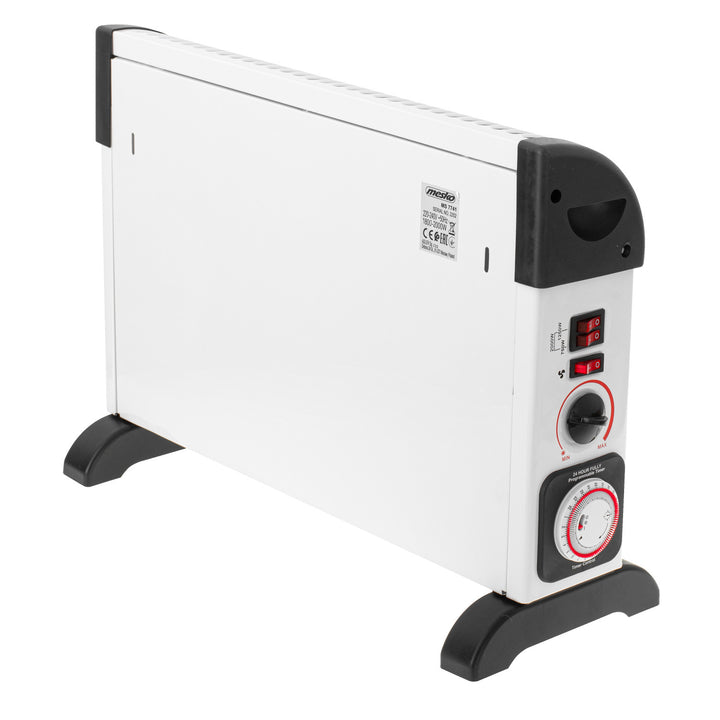 Radiateur à convection, électrique, avec thermostat, 2 000 W, minuterie 24 h, blanc, cordon d'alimentation de 150 cm, Mesko, MS 7741W
