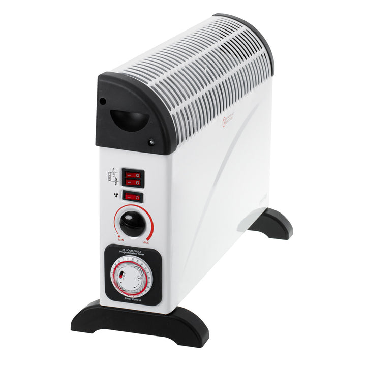 Radiateur à convection, électrique, avec thermostat, 2 000 W, minuterie 24 h, blanc, cordon d'alimentation de 150 cm, Mesko, MS 7741W