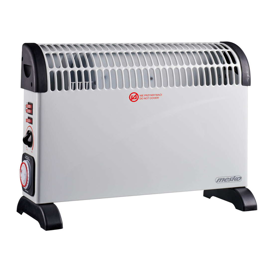 Radiateur à convection, électrique, avec thermostat, 2 000 W, minuterie 24 h, blanc, cordon d'alimentation de 150 cm, Mesko, MS 7741W