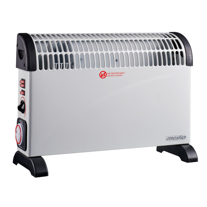 Radiateur à convection, électrique, avec thermostat, 2 000 W, minuterie 24 h, blanc, cordon d'alimentation de 150 cm, Mesko, MS 7741W