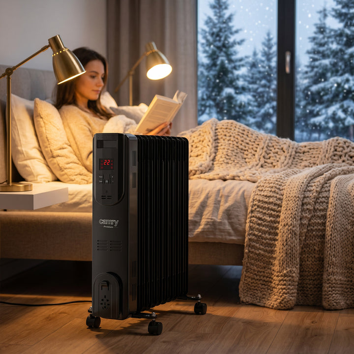 Radiateur à huile, 11 ailettes, 2 500 W, télécommande, écran LED, thermostat, Camry CR 7813
