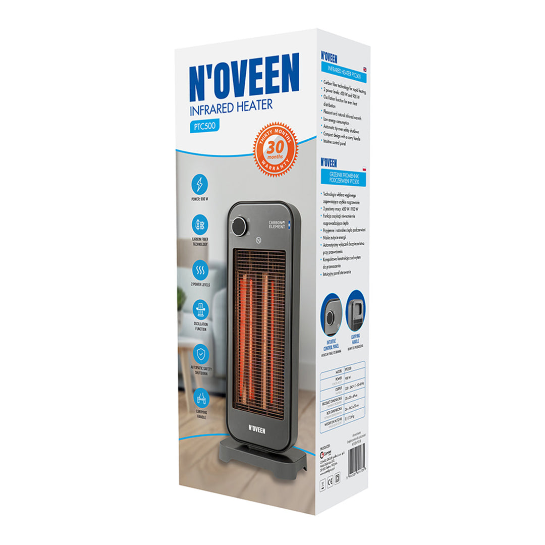 Radiateur rayonnant à infrarouge 900 W, 2 niveaux de chauffage, Noveen