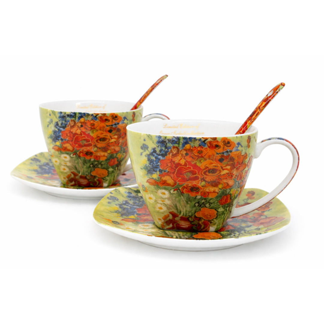 Tasses en porcelaine Van Gogh « Coquelicots » 2 x 250 ml, lot de 2 pièces, Queen Isabell
