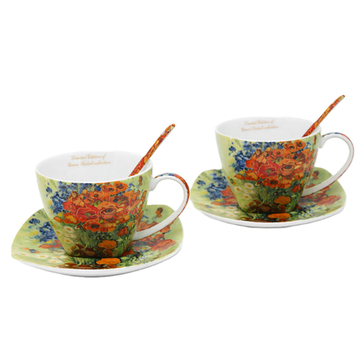 Tasses en porcelaine Van Gogh « Coquelicots » 2 x 250 ml, lot de 2 pièces, Queen Isabell