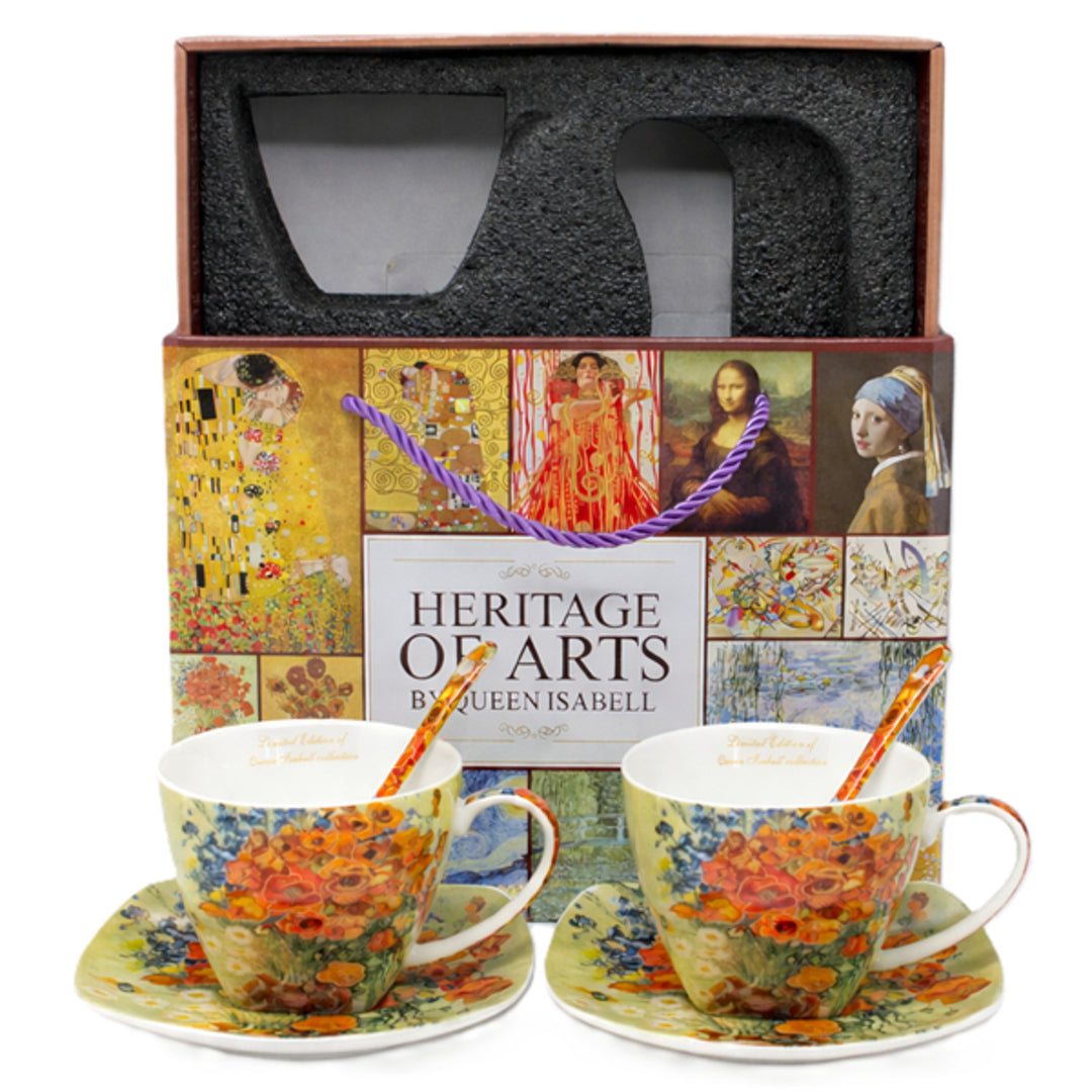 Tasses en porcelaine Van Gogh « Coquelicots » 2 x 250 ml, lot de 2 pièces, Queen Isabell