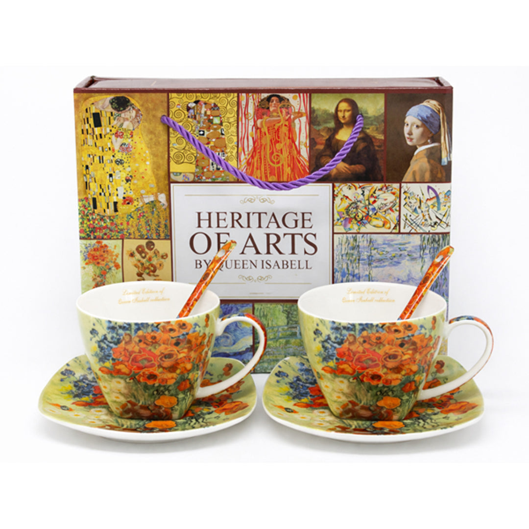 Tasses en porcelaine Van Gogh « Coquelicots » 2 x 250 ml, lot de 2 pièces, Queen Isabell