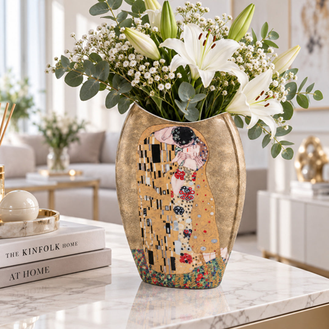 Vase en porcelaine dans un coffret cadeau, collection Klimt « Le Baiser »