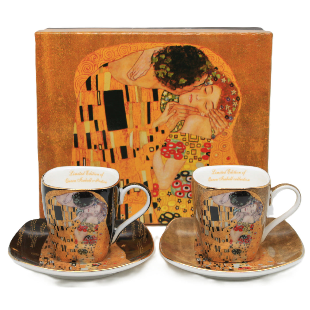 Tasses à espresso en porcelaine « Klimt – Le Baiser », 2 x 100 ml, Queen Isabell