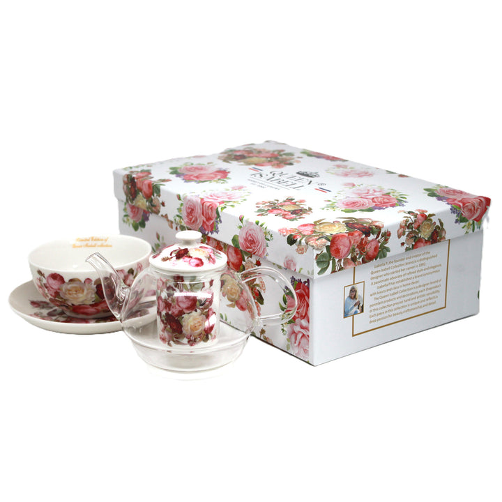 Service à thé « Roses », tasse et théière (tea for one) Queen Isabell
