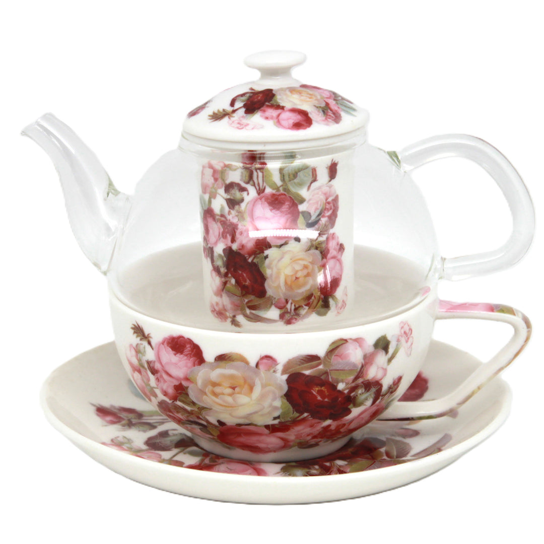 Service à thé « Roses », tasse et théière (tea for one) Queen Isabell