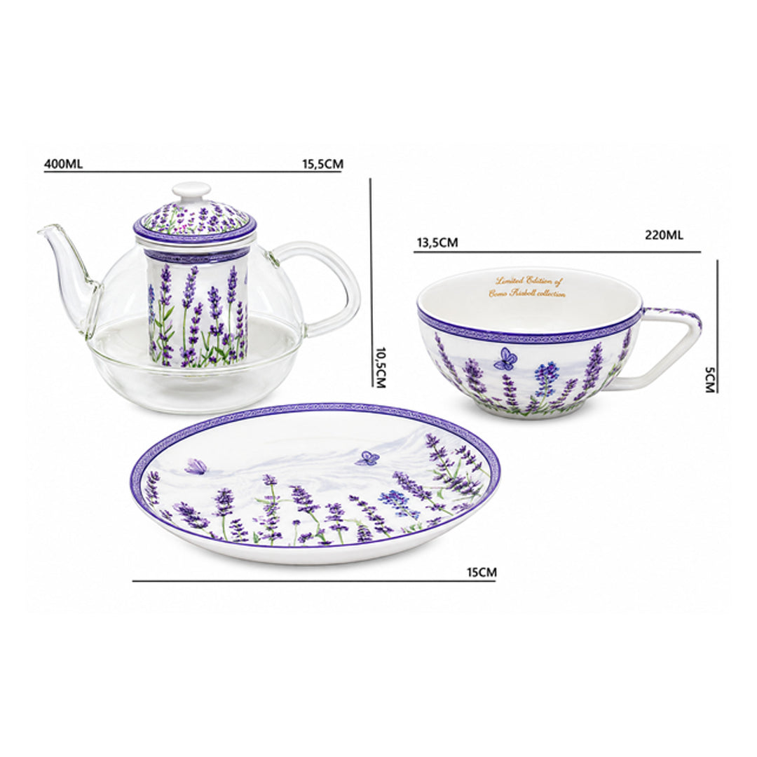 Service à thé « Lavande », tasse et théière (tea for one) Queen Isabell