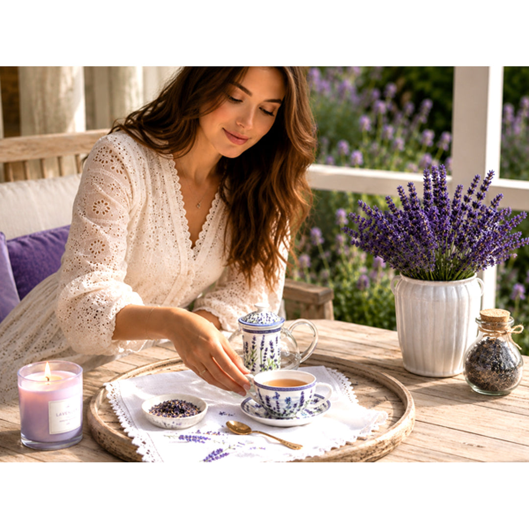 Service à thé « Lavande », tasse et théière (tea for one) Queen Isabell