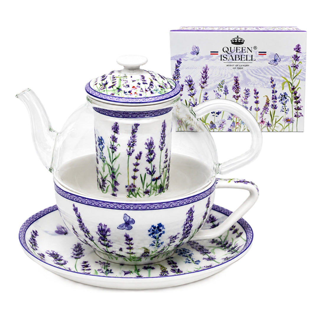 Service à thé « Lavande », tasse et théière (tea for one) Queen Isabell