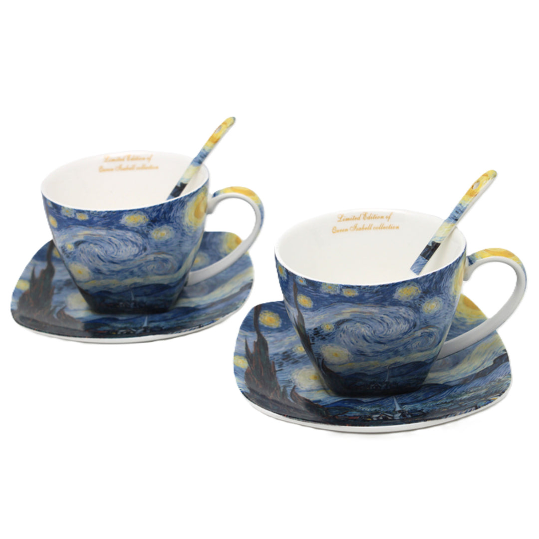 Tasses en porcelaine Van Gogh « Nuit étoilée » 2 x 250 ml, lot de 2 pièces, Queen Isabell