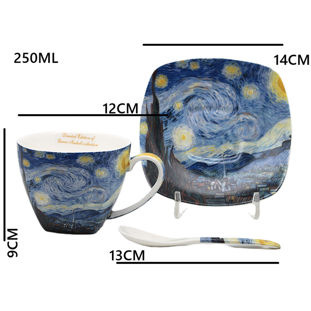 Tasses en porcelaine Van Gogh « Nuit étoilée » 2 x 250 ml, lot de 2 pièces, Queen Isabell