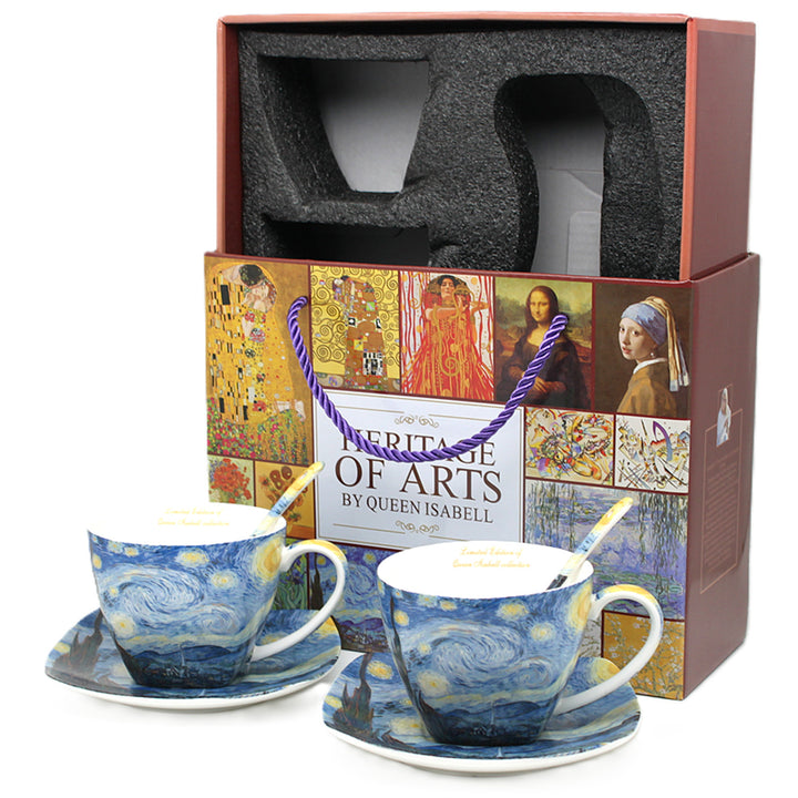 Tasses en porcelaine Van Gogh « Nuit étoilée » 2 x 250 ml, lot de 2 pièces, Queen Isabell