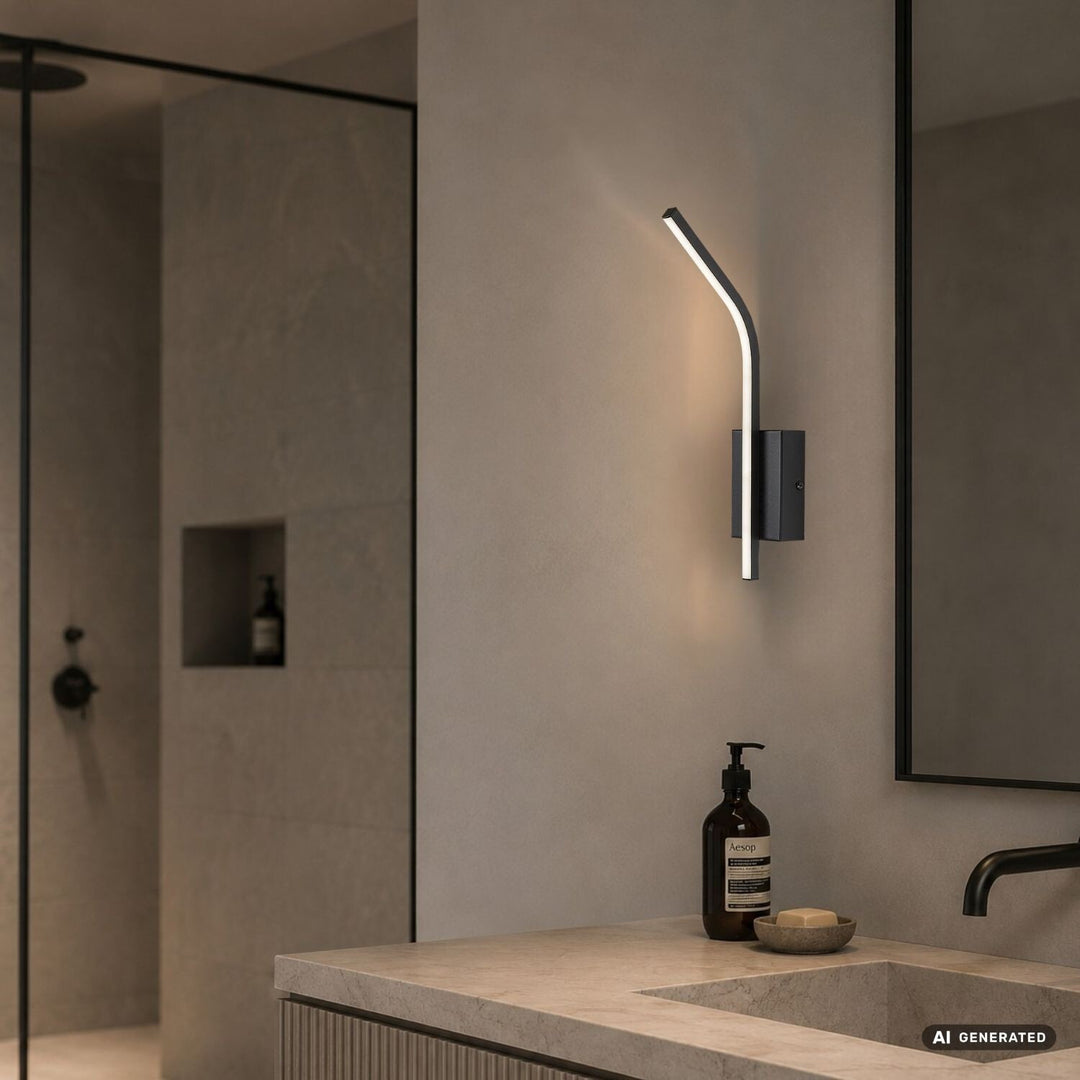 Applique d'intérieur Tilmann, noire, LED 10 W, 550 lm, 4 000 K, H 36 cm, IP44, commande tactile, 75088