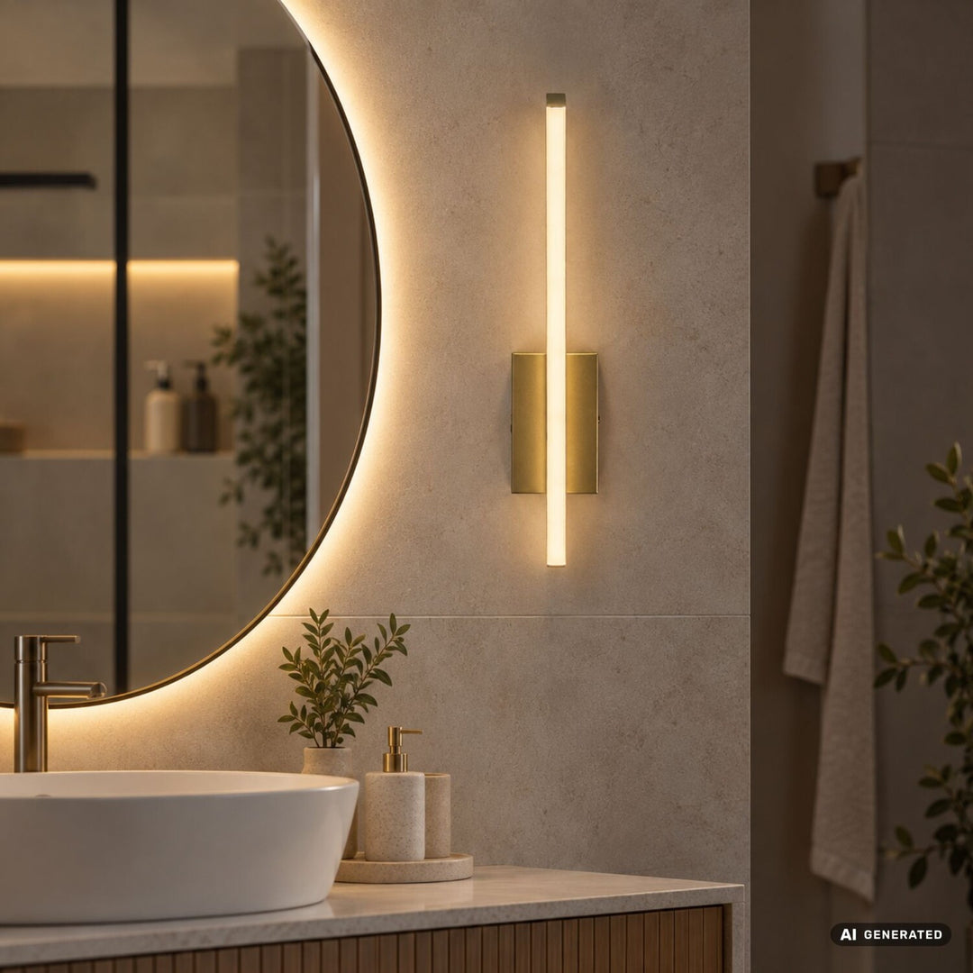 Applique d'intérieur Tilmann, dorée, LED 10 W, 550 lm, 4 000 K, H 36 cm, IP44, à commande tactile, 75089