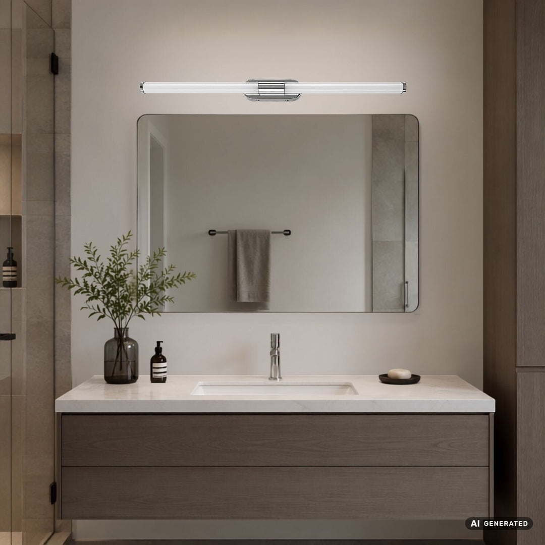 Applique d'intérieur Tenebra, LED 8 W, 1 000 lm, 4 000 K, L 60 cm, IP44, chrome, 75095