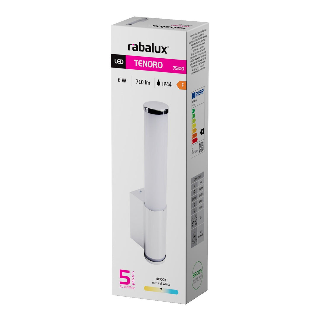 Applique d'intérieur Tenero, LED 6 W, 4 000 K, 600 lm, H 29 cm, chrome, IP44, 75100