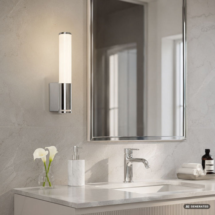 Applique d'intérieur Tenero, LED 6 W, 4 000 K, 600 lm, H 29 cm, chrome, IP44, 75100