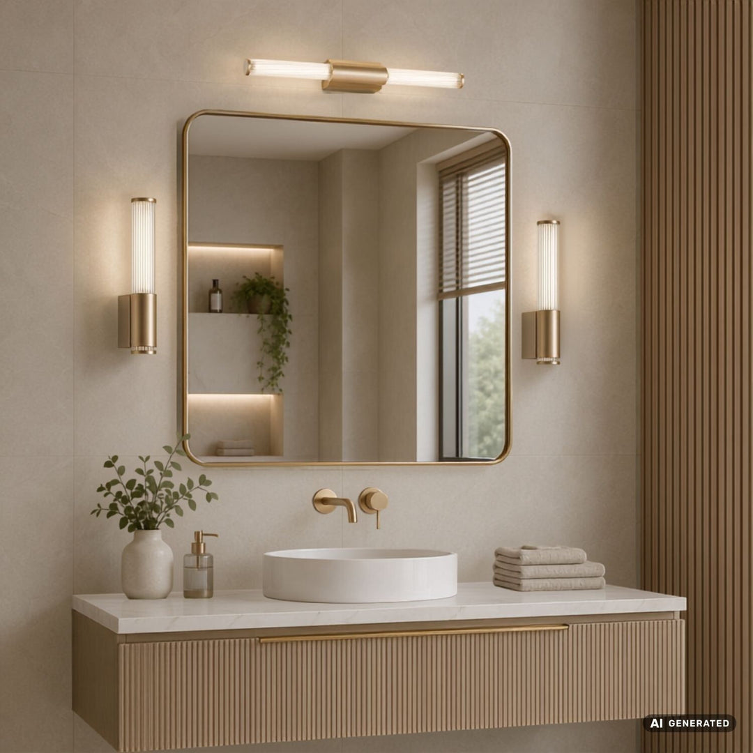 Applique de salle de bains, Calyn, LED 8 W, 4 000 K, 620 lm, L 40 cm, dorée, IP44, 75104