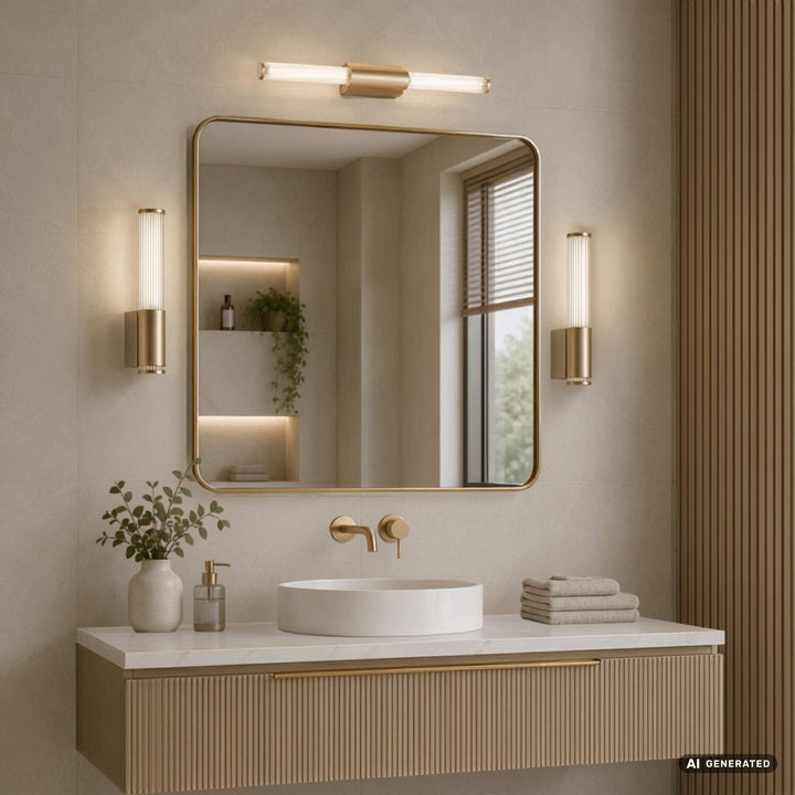 Applique de salle de bains, Calyn, LED 8 W, 4 000 K, 620 lm, L 40 cm, dorée, IP44, 75104