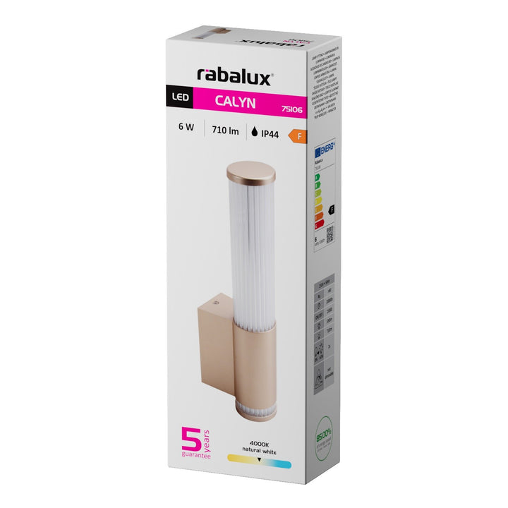 Applique de salle de bains, Calyn, LED 6 W, 4 000 K, 530 lm, H 29 cm, dorée, IP44, 75106