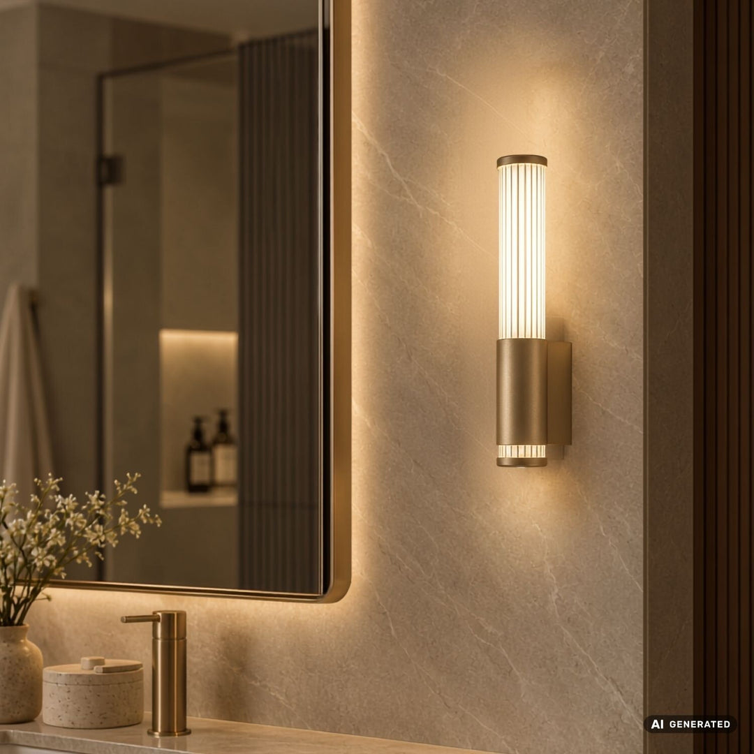 Applique de salle de bains, Calyn, LED 6 W, 4 000 K, 530 lm, H 29 cm, dorée, IP44, 75106