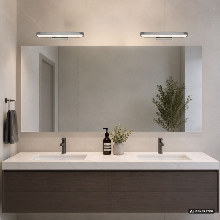 Applique de salle de bains, Odran, LED 15 W, 1 200 lm, 4 000 K, L 40 cm, gris métallisé, IP44, 75114