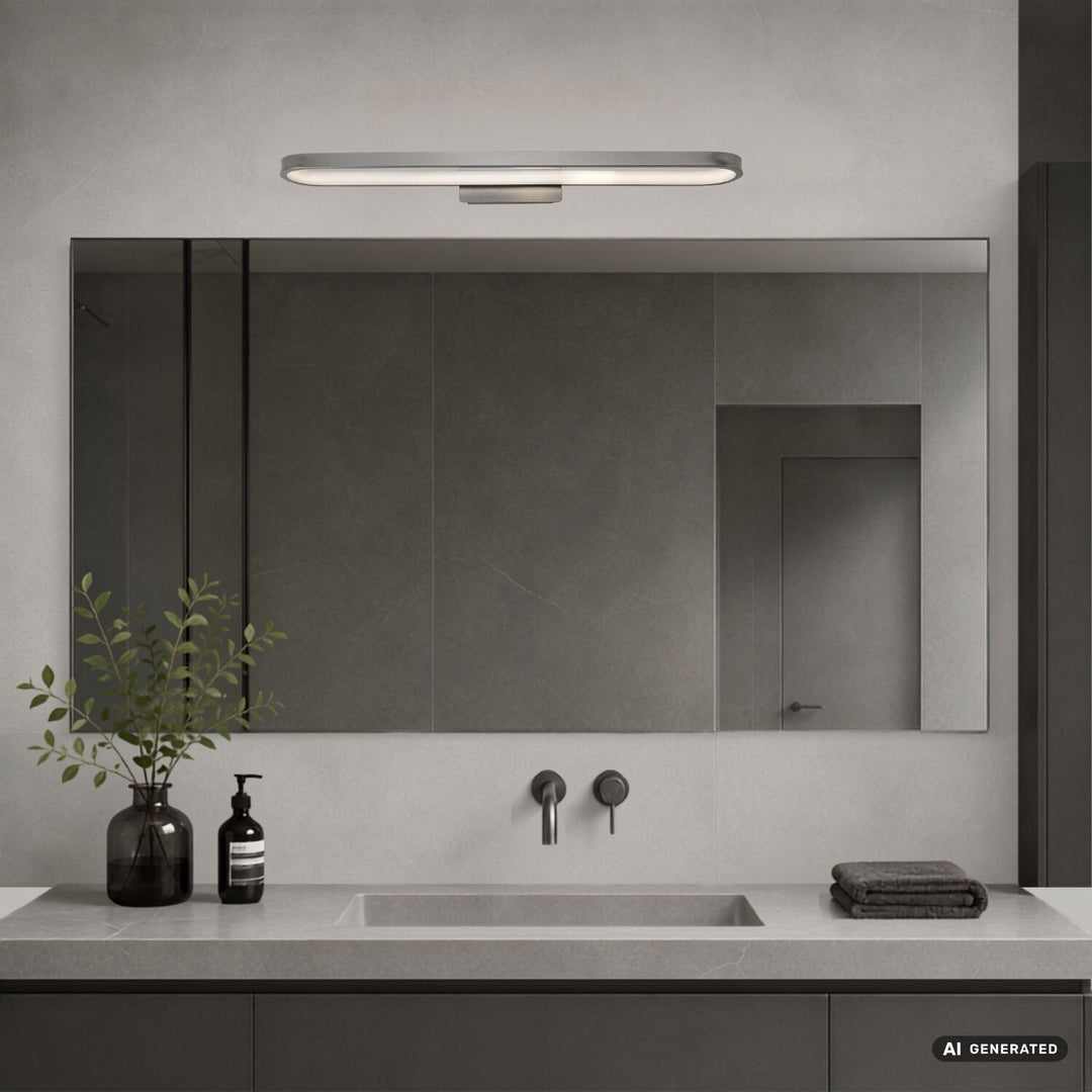 Applique de salle de bains, Odran, LED 18 W, 1 350 lm, 4 000 K, L 60 cm, gris métallisé, IP44, 75115