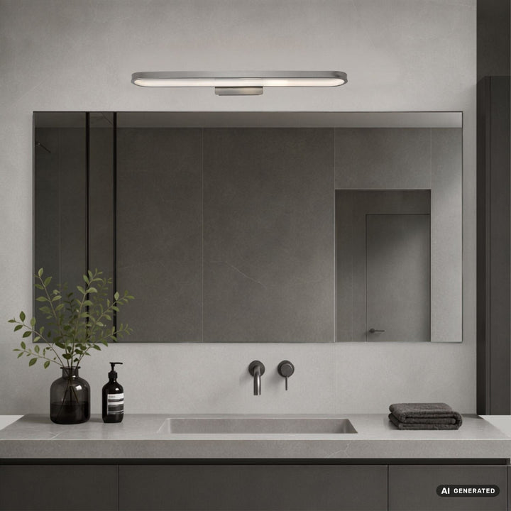 Applique de salle de bains, Odran, LED 18 W, 1 350 lm, 4 000 K, L 60 cm, gris métallisé, IP44, 75115