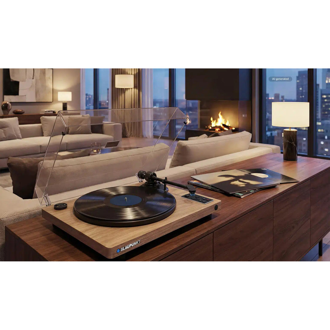 Platine vinyle automatique Blaupunkt, BT, USB, cellule Audio-Technica, compatible avec les disques 7" et 12", Varsovia AT100BT