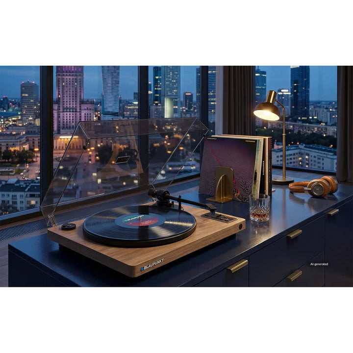 Platine vinyle automatique Blaupunkt, BT, USB, cellule Audio-Technica, compatible avec les disques 7" et 12", Varsovia AT100BT