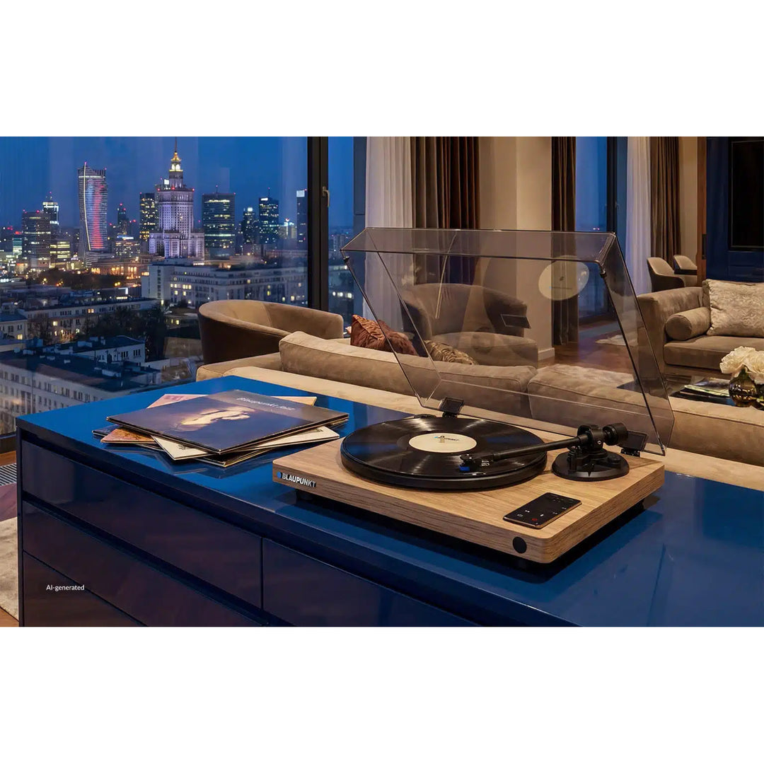 Platine vinyle automatique Blaupunkt, BT, USB, cellule Audio-Technica, compatible avec les disques 7" et 12", Varsovia AT100BT