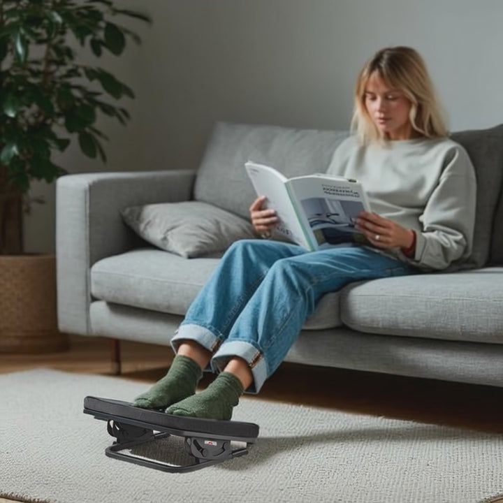 Repose-pieds ergonomique Maclean, repose-jambes, angle réglable en continu, coussin amovible, MC-460