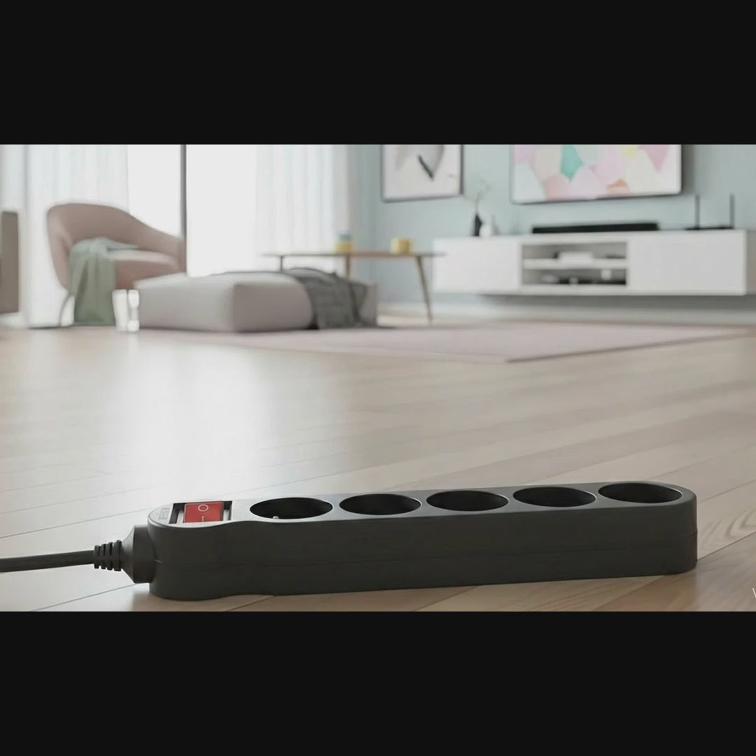 Bloc multiprise 5 prises avec interrupteur, terre, cordon 1,4 m avec protection enfant Maclean Energy MCE183 2300W