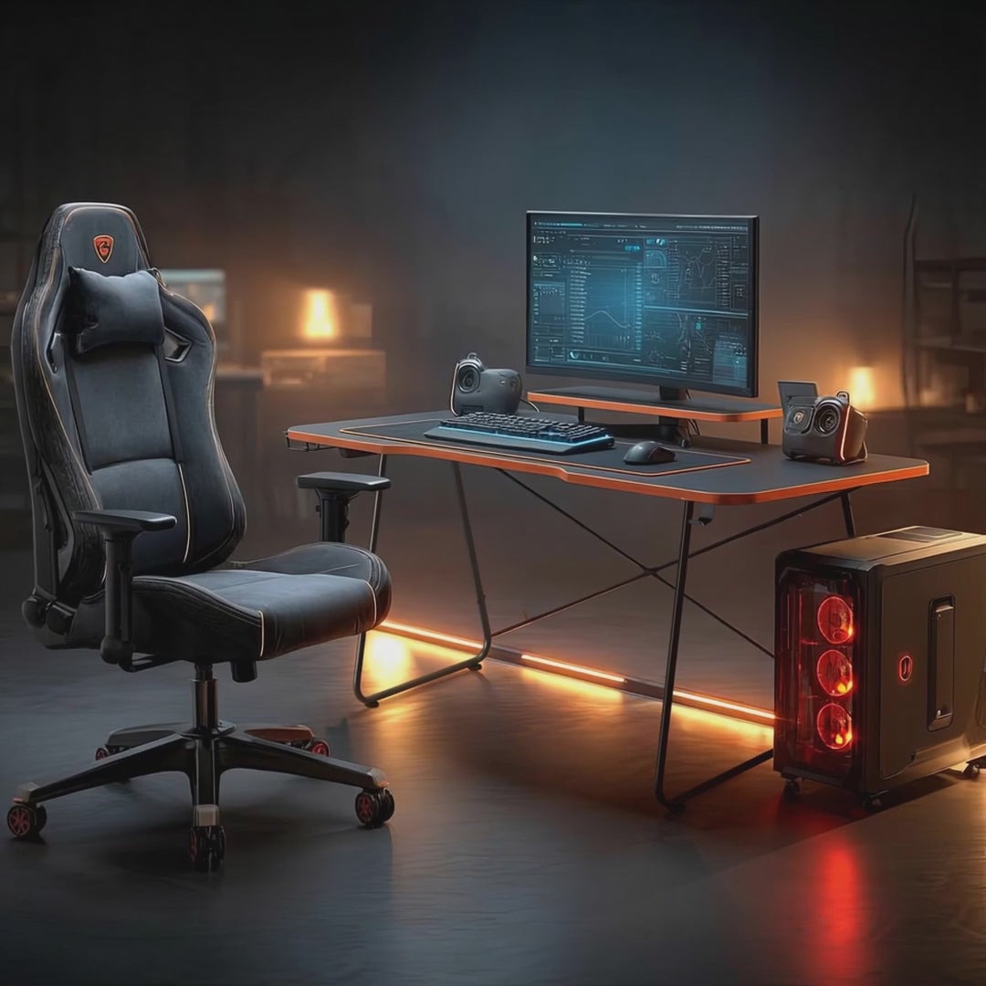 Gaming desk avec tablette pour moniteur NanoRS, 50kg max, hauteur 850mm, noir, RS170