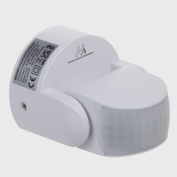 Maclean MCE468 W Détecteur de mouvement PIR, infrarouge, IP65, blanc, portée 12m, charge max. 600/1200W,