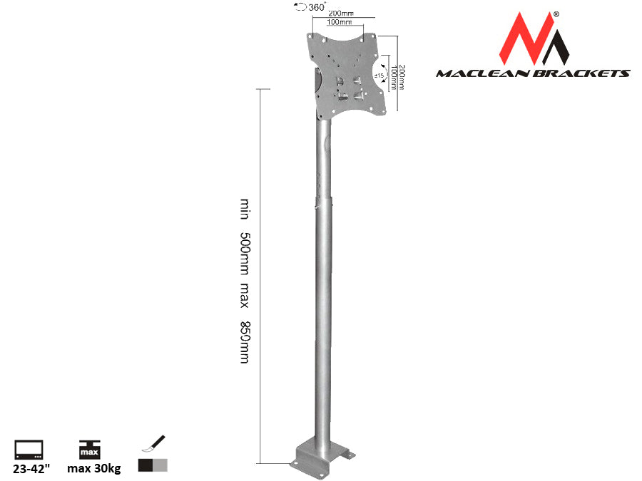 Support TV de plafond 23-42" max 30 kg Maclean MC-504A S