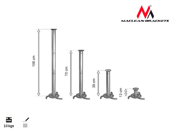 Support de plafond universel pour projecteur Maclean MC-517 S