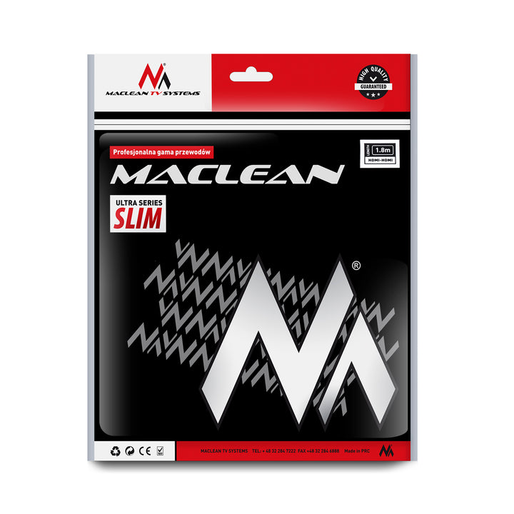 Câble HDMI-HDMI v1.4 Ethernet 1,8 m Maclean MCTV-524