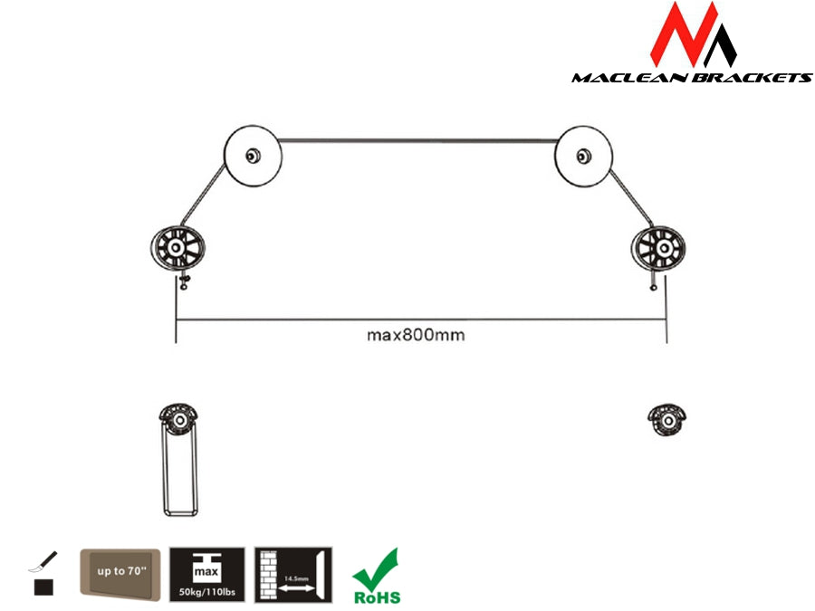 Support mural pour TV LED 37"-75" SLIM Maclean MC-557