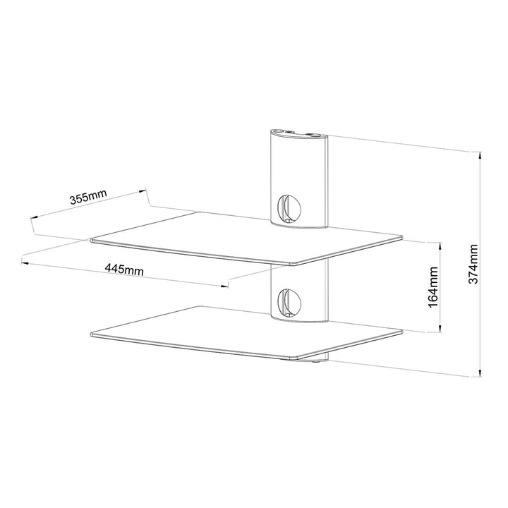 Double étagère en verre pour la console tuner DVD Art D-50N