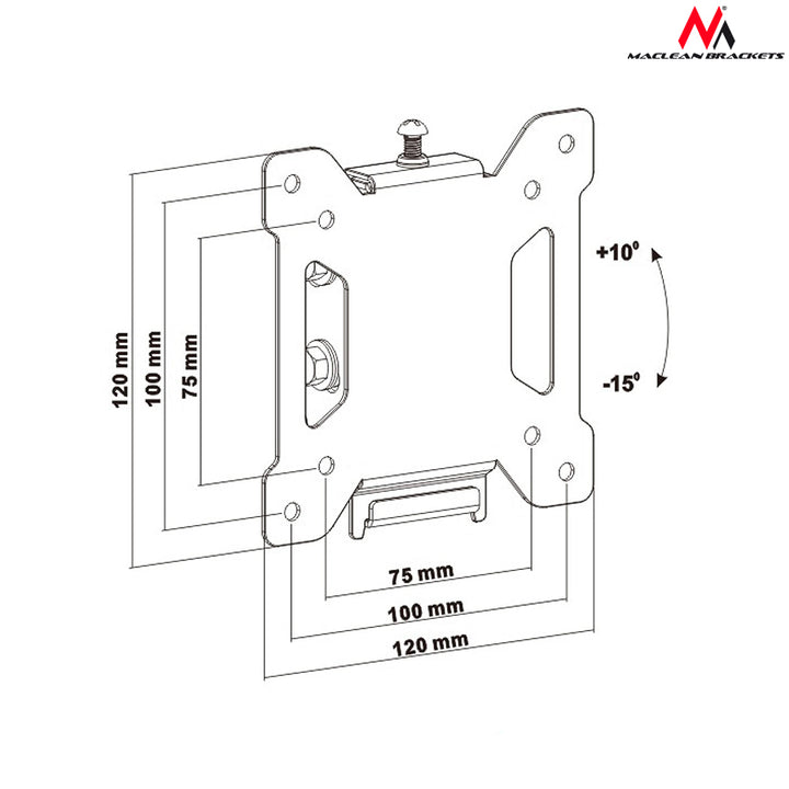 Support TV 13-27 "Maclean MC-596 noir charge maximale 20kg max VESA 100x100